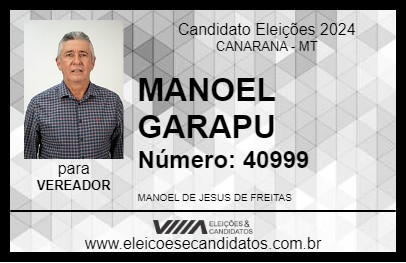 Candidato MANOEL GARAPU 2024 - CANARANA - Eleições