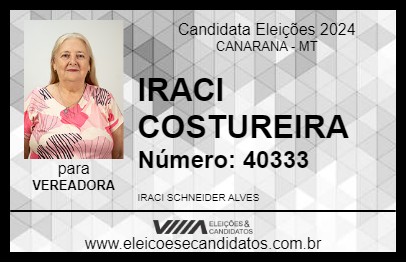 Candidato IRACI COSTUREIRA 2024 - CANARANA - Eleições