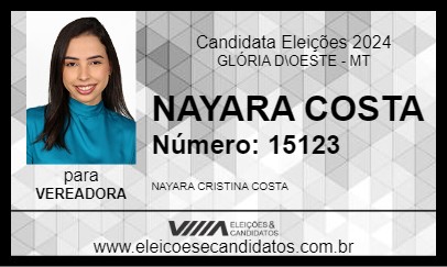 Candidato NAYARA COSTA 2024 - GLÓRIA D\OESTE - Eleições