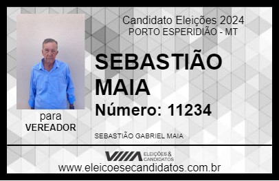 Candidato SEBASTIÃO MAIA 2024 - PORTO ESPERIDIÃO - Eleições