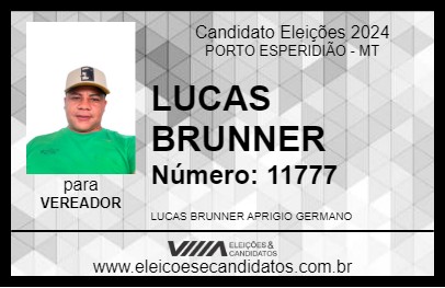 Candidato LUCAS BRUNNER 2024 - PORTO ESPERIDIÃO - Eleições