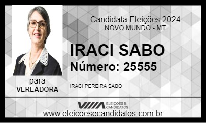 Candidato IRACI SABO 2024 - NOVO MUNDO - Eleições