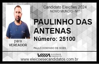 Candidato PAULINHO DAS ANTENAS 2024 - NOVO MUNDO - Eleições