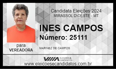 Candidato INES CAMPOS 2024 - MIRASSOL D\OESTE - Eleições