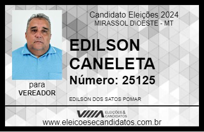 Candidato EDILSON CANELETA 2024 - MIRASSOL D\OESTE - Eleições