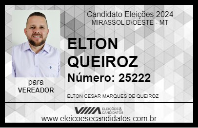 Candidato ELTON QUEIROZ 2024 - MIRASSOL D\OESTE - Eleições