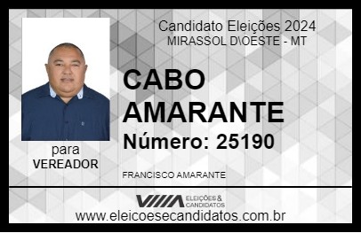 Candidato CABO AMARANTE 2024 - MIRASSOL D\OESTE - Eleições