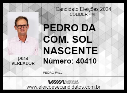 Candidato PEDRO DA COM. SOL NASCENTE 2024 - COLÍDER - Eleições