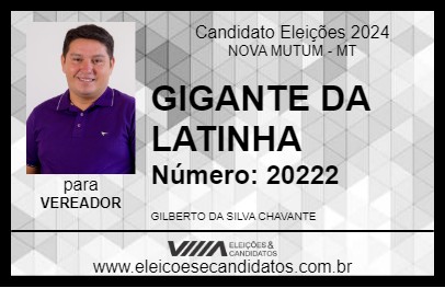 Candidato GIGANTE DA LATINHA 2024 - NOVA MUTUM - Eleições