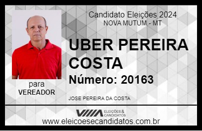 Candidato UBER PEREIRA COSTA 2024 - NOVA MUTUM - Eleições