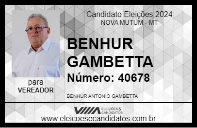 Candidato BENHUR GAMBETTA 2024 - NOVA MUTUM - Eleições