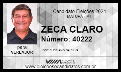 Candidato ZECA CLARO 2024 - MATUPÁ - Eleições