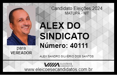 Candidato ALEX DO SINDICATO 2024 - MATUPÁ - Eleições