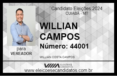 Candidato WILLIAN CAMPOS 2024 - CUIABÁ - Eleições