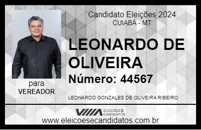 Candidato LEONARDO DE OLIVEIRA 2024 - CUIABÁ - Eleições