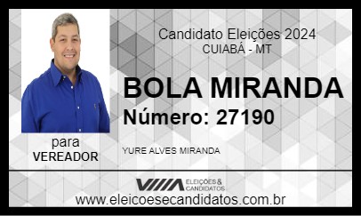 Candidato BOLA MIRANDA 2024 - CUIABÁ - Eleições