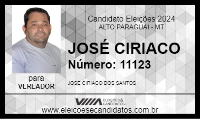 Candidato JOSÉ CIRIACO 2024 - ALTO PARAGUAI - Eleições