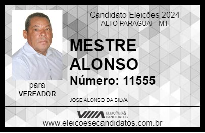 Candidato MESTRE ALONSO 2024 - ALTO PARAGUAI - Eleições