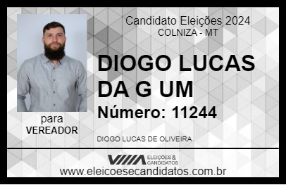 Candidato DIOGO LUCAS DA G UM 2024 - COLNIZA - Eleições