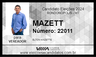 Candidato MAZETT 2024 - RONDONÓPOLIS - Eleições