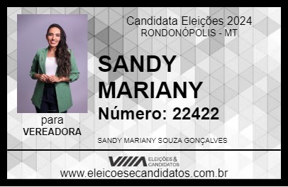 Candidato SANDY MARIANY 2024 - RONDONÓPOLIS - Eleições