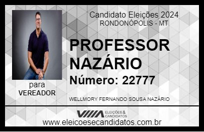 Candidato PROFESSOR NAZÁRIO 2024 - RONDONÓPOLIS - Eleições