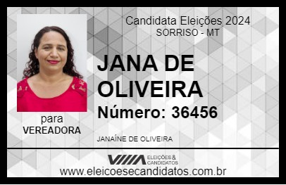 Candidato JANA DE OLIVEIRA 2024 - SORRISO - Eleições