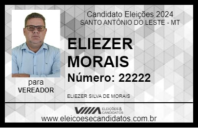 Candidato ELIEZER MORAIS  2024 - SANTO ANTÔNIO DO LESTE - Eleições