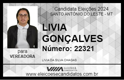 Candidato LIVIA GONÇALVES 2024 - SANTO ANTÔNIO DO LESTE - Eleições