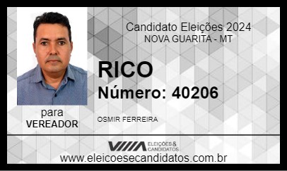 Candidato RICO 2024 - NOVA GUARITA - Eleições