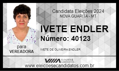 Candidato IVETE ENDLER 2024 - NOVA GUARITA - Eleições