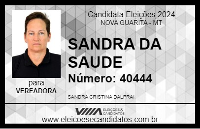 Candidato SANDRA DA SAUDE 2024 - NOVA GUARITA - Eleições