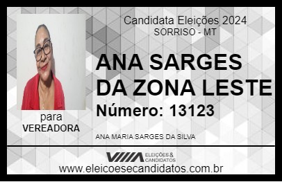 Candidato ANA SARGES DA ZONA LESTE 2024 - SORRISO - Eleições