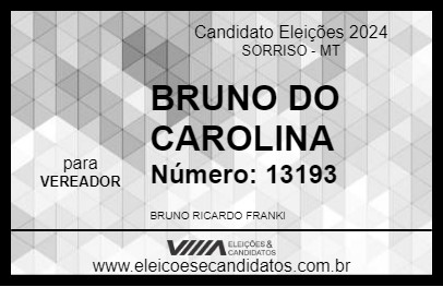 Candidato BRUNO DO CAROLINA 2024 - SORRISO - Eleições