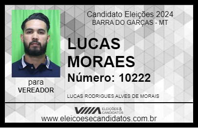 Candidato LUCAS MORAES 2024 - BARRA DO GARÇAS - Eleições