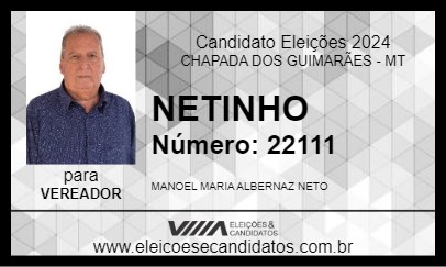 Candidato NETINHO 2024 - CHAPADA DOS GUIMARÃES - Eleições