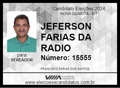 Candidato JEFERSON FARIAS DA RADIO 2024 - NOVA GUARITA - Eleições