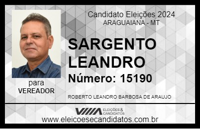 Candidato SARGENTO LEANDRO 2024 - ARAGUAIANA - Eleições