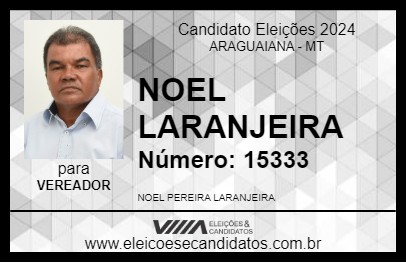 Candidato NOEL LARANJEIRA 2024 - ARAGUAIANA - Eleições