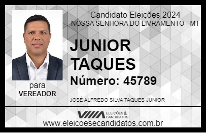 Candidato JUNIOR TAQUES 2024 - NOSSA SENHORA DO LIVRAMENTO - Eleições