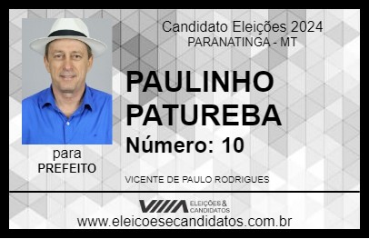 Candidato PAULINHO PATUREBA 2024 - PARANATINGA - Eleições