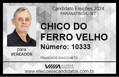 Candidato CHICO DO FERRO VELHO 2024 - PARANATINGA - Eleições