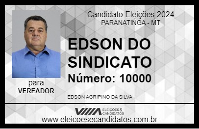 Candidato EDSON DO SINDICATO 2024 - PARANATINGA - Eleições