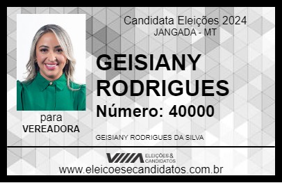 Candidato GEISIANY RODRIGUES 2024 - JANGADA - Eleições