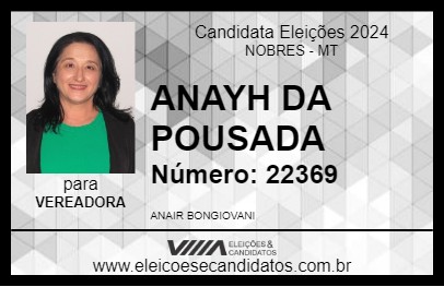 Candidato ANAYH DA POUSADA 2024 - NOBRES - Eleições