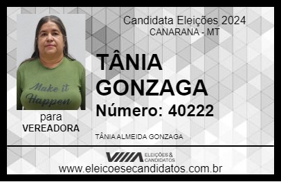 Candidato TÂNIA GONZAGA 2024 - CANARANA - Eleições