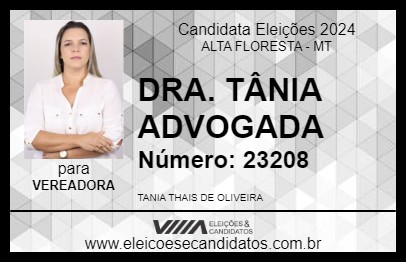 Candidato DRA. TÂNIA ADVOGADA 2024 - ALTA FLORESTA - Eleições