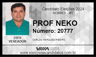 Candidato PROF NEKO 2024 - NOBRES - Eleições