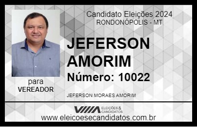 Candidato JEFERSON AMORIM 2024 - RONDONÓPOLIS - Eleições