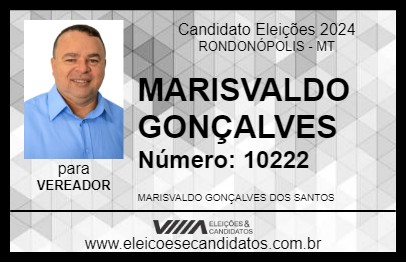 Candidato MARISVALDO GONÇALVES 2024 - RONDONÓPOLIS - Eleições